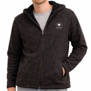ATC Canada Activewear Sherpa-Lined Zip Hoodie | Size L | Charcoal Gray Cozy